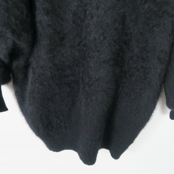 Vintage Black Fuzzy Button Up Cardigan M/L Japanese Sequin Fur Bead Embellished - Picture 10 of 10